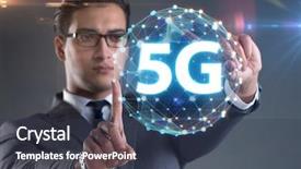  Presentation with internet of things iot concept - Amazing slide set having mobile network lte - 5g internet concept with businessman backdrop and a tawny brown colored foreground