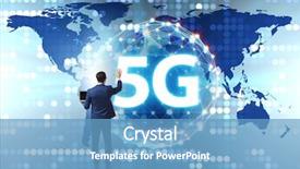  Presentation with mobile network - Colorful slide set enhanced with mobile network lte - 5g internet concept with businessman backdrop and a teal colored foreground