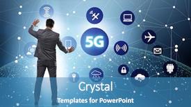  Presentation with mobile network - Slide deck having mobile network lte - 5g internet concept with businessman background and a teal colored foreground
