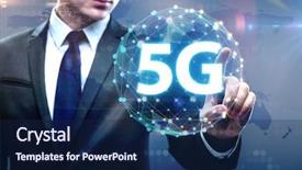  Presentation with mobile network - Cool new slide deck with mobile network lte - 5g internet concept with businessman backdrop and a navy blue colored foreground
