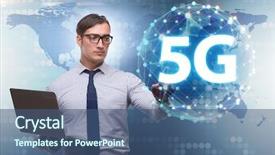  Presentation with mobile network - Amazing slide set having mobile network lte - 5g internet concept with businessman backdrop and a ocean colored foreground