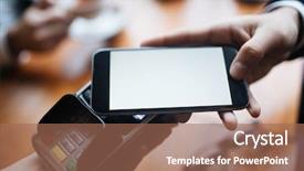  Presentation with payment - PPT layouts consisting of mobile payment service in cafe background and a coral colored foreground