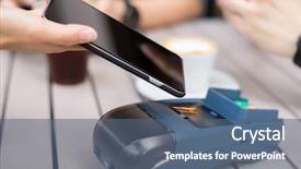  Presentation with nfc technology - Presentation having mobile payment with nfc technology background and a ocean colored foreground