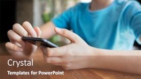  Presentation with cyber bullying - Slide deck featuring mobile-phone-addiction-or-cyber background and a tawny brown colored foreground