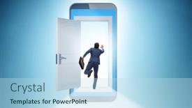  Presentation with mobile phone addiction - Slide deck featuring mobile-phone-addiction-with-businessman and a sky blue colored foreground