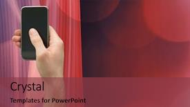  Presentation with digital - Beautiful PPT theme featuring mobile phone against a red backdrop and a tawny brown colored foreground