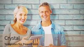  Presentation with digital transformation mobile first - Slide deck having mobile phone against a stone background and a  colored foreground