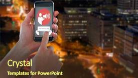  Presentation with city buildings - Cool new PPT layouts with mobile phone against illuminated road backdrop and a tawny brown colored foreground