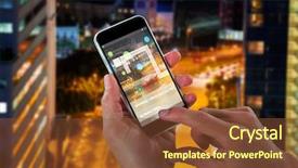  Presentation with holding hands - Beautiful PPT layouts featuring mobile phone against illuminated road backdrop and a tawny brown colored foreground