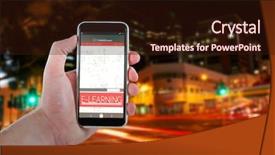  Presentation with city roads - Slide set featuring mobile phone against illuminated road background and a wine colored foreground