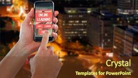  Presentation with city roads - Slide deck with mobile phone against illuminated road background and a tawny brown colored foreground