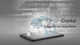  Presentation with digital image - Beautiful slide deck featuring mobile phone and digital backdrop and a light gray colored foreground