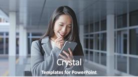  Presentation with mobile payment app business technology - Cool new PPT layouts with mobile phone and holding paper backdrop and a gray colored foreground