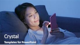  Presentation with mobile use - Amazing slide deck having mobile phone and lying down backdrop and a ocean colored foreground