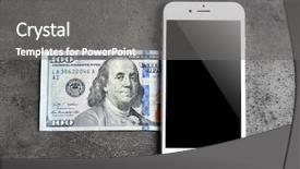  Presentation with mobile money - Amazing PPT layouts having mobile phone and money backdrop and a gray colored foreground