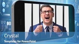  Presentation with mobile phone addiction - PPT layouts having mobile phone and social media background and a teal colored foreground