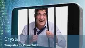  Presentation with mobile phone addiction - Amazing slide deck having mobile-phone-and-social-media backdrop and a ocean colored foreground