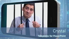  Presentation with phone addiction - Beautiful PPT theme featuring mobile-phone-and-social-media backdrop and a ocean colored foreground