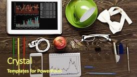  Presentation with stationary - Slides with mobile phone and stationary item background and a  colored foreground