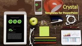  Presentation with stationary - Audience pleasing slides consisting of mobile phone and stationary item backdrop and a  colored foreground