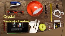  Presentation with stationary - Presentation design having mobile phone and stationary item background and a  colored foreground