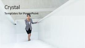  Presentation with upstairs - Presentation design featuring mobile phone and walking upstairs background and a light gray colored foreground