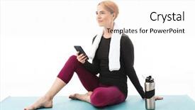  Presentation with woman sport - Theme having mobile phone and water bottle background and a white colored foreground