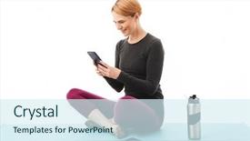  Presentation with womens fitness clothing - Audience pleasing PPT layouts consisting of mobile phone and water bottle backdrop and a sky blue colored foreground