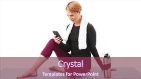  Presentation with woman sport - Slide set with mobile phone and water bottle background and a violet colored foreground
