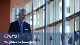  Presentation with talk - PPT layouts with mobile phone at modern bright background and a ocean colored foreground