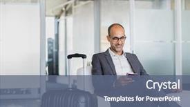  Presentation with airport lounge - Colorful theme enhanced with mobile phone at the airport backdrop and a ocean colored foreground