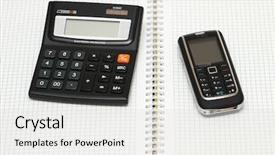  Presentation with pen - PPT theme having mobile phone calculator and pen background and a  colored foreground