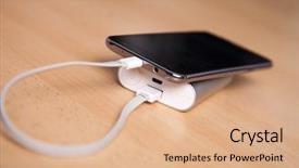  Presentation with mobile charging - Presentation theme with mobile phone charging with power background and a coral colored foreground