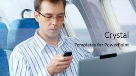  Presentation with sms - Cool new presentation theme with mobile phone during flight backdrop and a light blue colored foreground