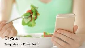  Presentation with nurse and mobile phone - Slide deck having mobile phone for counting calories background and a soft green colored foreground