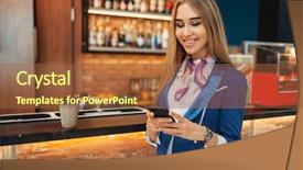  Presentation with nurse and mobile phone - Slide set having mobile phone in airport cafe background and a tawny brown colored foreground