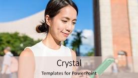  Presentation with hong kong city day - Audience pleasing PPT theme consisting of mobile phone in hong kong backdrop and a  colored foreground