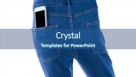  Presentation with displaying - PPT layouts consisting of mobile phone in jeans pocket background and a ocean colored foreground