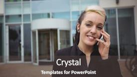  Presentation with phone - Cool new PPT theme with mobile phone in office campus backdrop and a  colored foreground