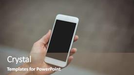  Presentation with phone - Cool new slide set with mobile phone in office campus backdrop and a  colored foreground