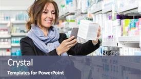  Presentation with product - PPT theme having mobile phone in pharmacy background and a ocean colored foreground