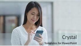  Presentation with mobile use - Theme with mobile phone in shopping mall background and a  colored foreground