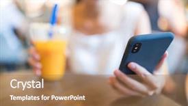  Presentation with inside an ice cave - Audience pleasing presentation design consisting of mobile phone inside coffee shop backdrop and a  colored foreground