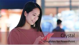  Presentation with phone - Audience pleasing slide deck consisting of mobile phone inside shopping mall backdrop and a  colored foreground