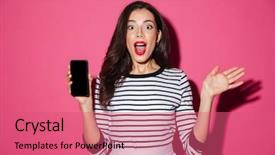  Presentation with blank - Audience pleasing presentation consisting of mobile phone isolated over pink backdrop and a  colored foreground