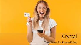  Presentation with mobile phone on car - Audience pleasing PPT theme consisting of mobile phone isolated over yellow backdrop and a gold colored foreground