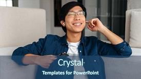  Presentation with asian nurse helps a man - Colorful slide deck enhanced with mobile phone listening to music backdrop and a ocean colored foreground