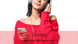  Presentation with mobile phone in woman hand - Presentation theme having mobile phone listening to music background and a red colored foreground