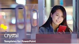  Presentation with tram - PPT theme enhanced with mobile phone on tram background and a gray colored foreground