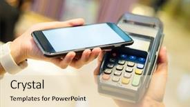  Presentation with nfc technology - Presentation theme enhanced with mobile phone pay with nfc background and a lemonade colored foreground